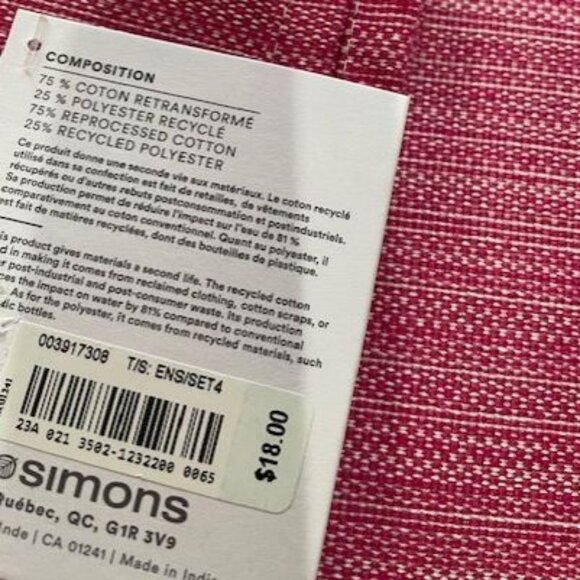 SIMONS NWT Pink Chambray Recycled Fibre Placemats Set of 4 - Picture 4 of 4